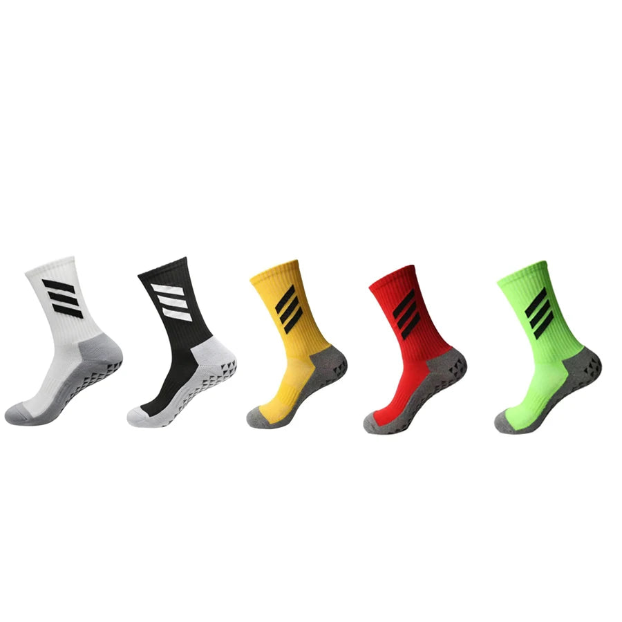 5 Pairs Anti-Slip Football Socks - Unisex Sports Grip Socks for Soccer Multi-colour