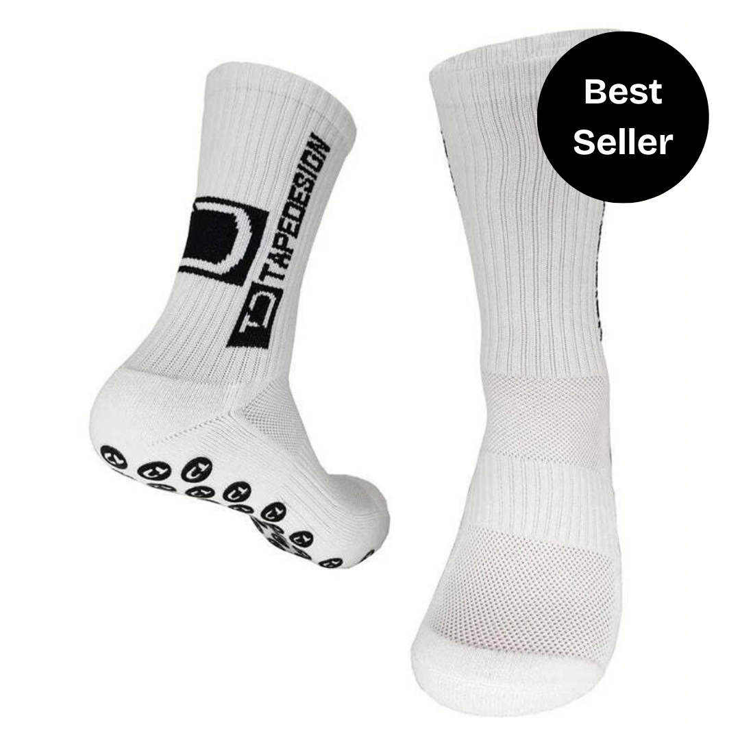 White Grip Socks Mid-calf Length