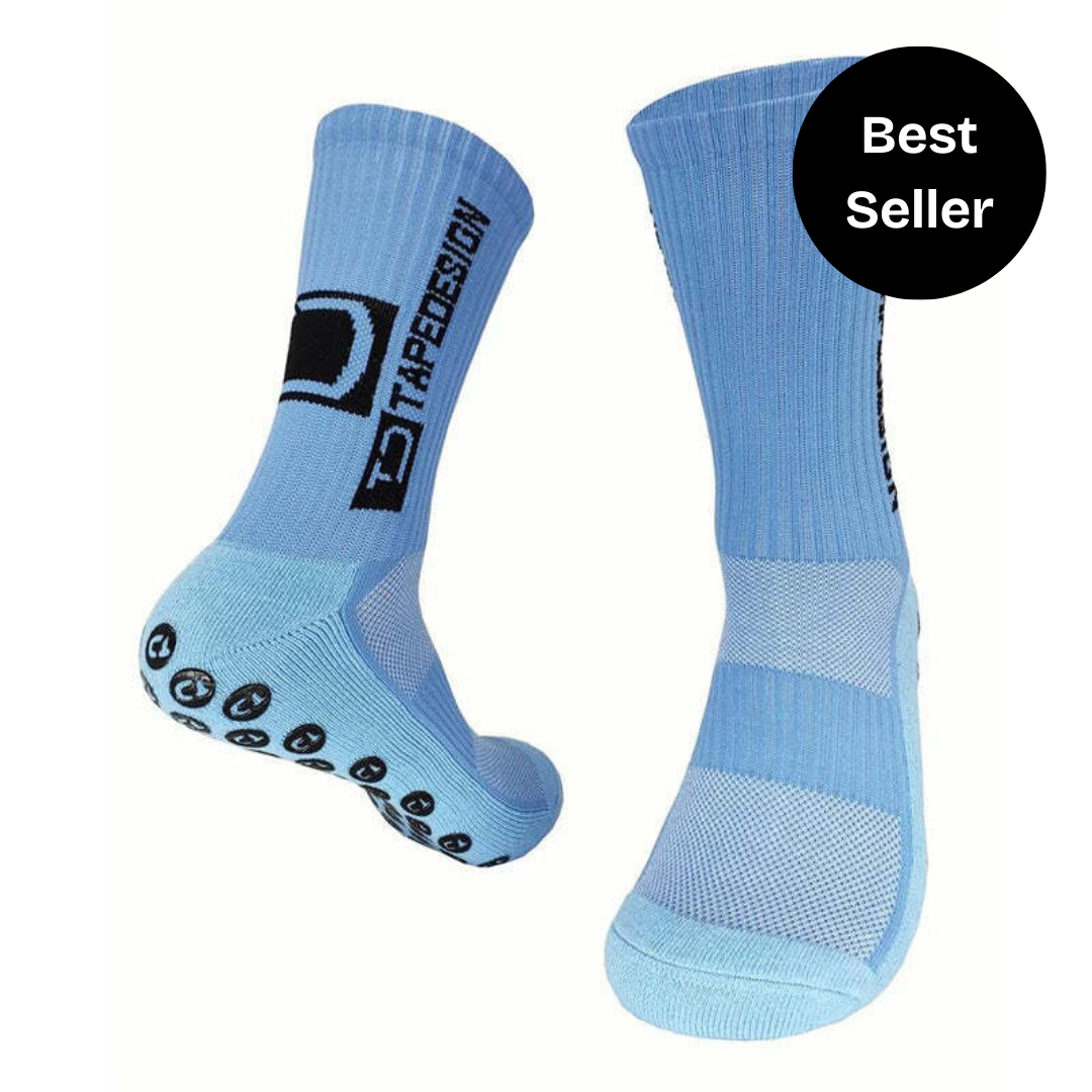 Light blue Grip Socks Mid-calf Length