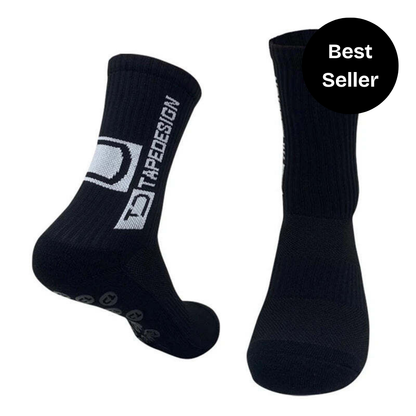 Black Grip Socks Mid-calf Length