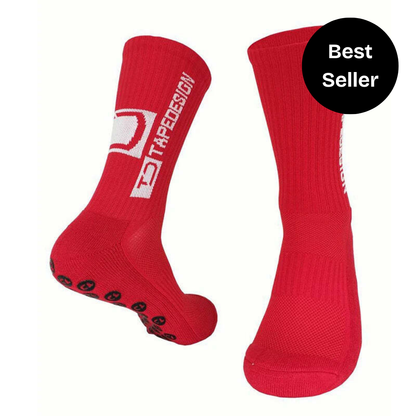 Red Grip Socks Mid-calf Length