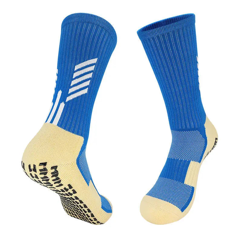 Blue grip socks - mid-calf length