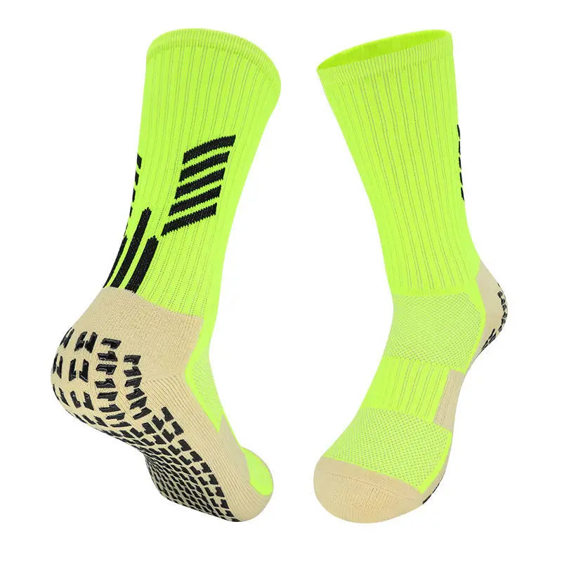 Fluorescent grip socks - mid-calf length