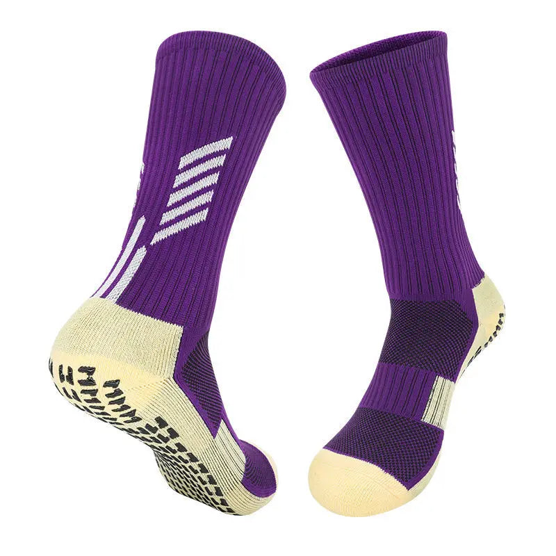 Purple grip socks - mid-calf length