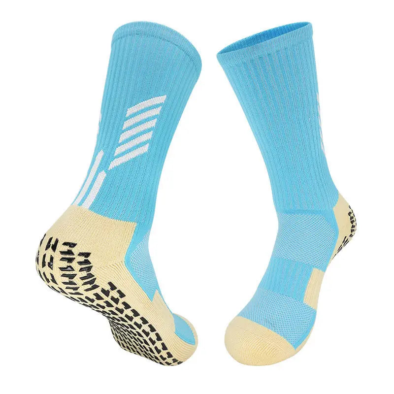 Blue grip socks - mid-calf length