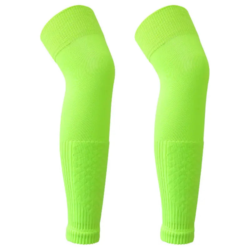 Pair of eye-catching neon green Football Leg Sleeves Socks